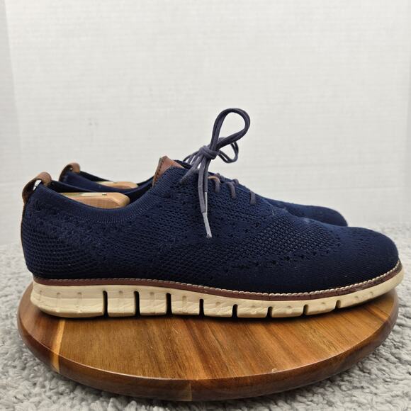 Cole Haan Mens 11.5 ZeroGrand Stitchlite Marine Blue Wingtip Casual Daily Oxford main image 8